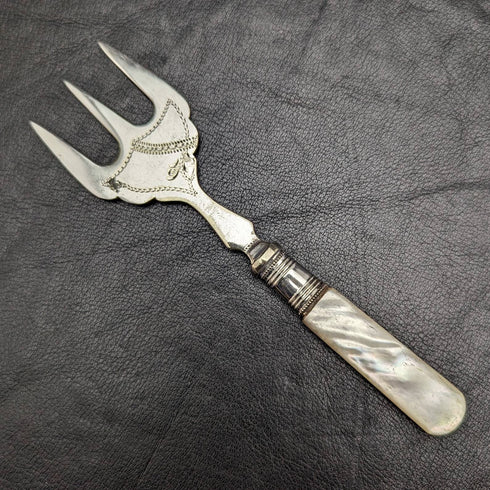 British vintage silver plate dessert cutlery set white butterfly shell handle